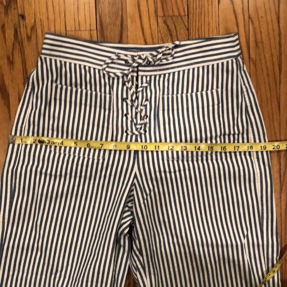 Madewell Wide Leg Blue & White Striped Cropped Pants Capri - Picture 11 of 11